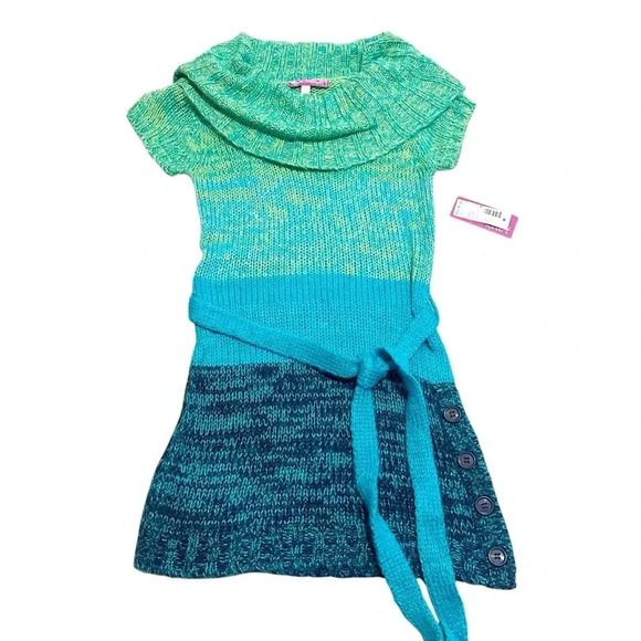 Derek Heart Sweaters - NWT Y2K deadstock Blue & green sweater with belt size medium
